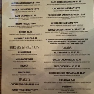 Menu backside