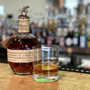 Elm Fork has rare rotating liquors such as this Blanton's on this particular day
