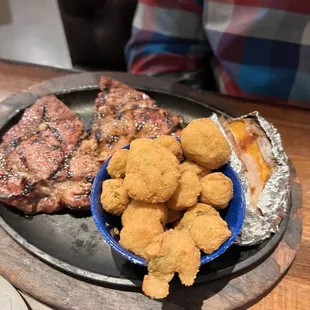 12 oz Ribeye with Okra and Sweet Potato