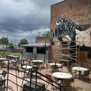 Empty patio on a beautiful Saturday afternoon.