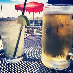 a cold drink and a cold beverage