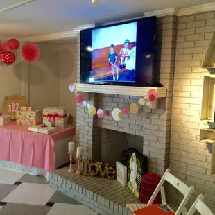 Back room fireplace