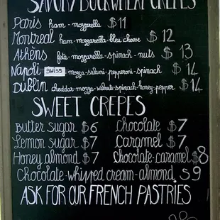 They ran out of ALL the fillings for the sweet crêpes just before we placed our order. :(