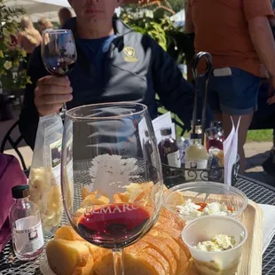 Bread and spread for two, wine and jazz band!  Awesome afternoon! Thank you!!