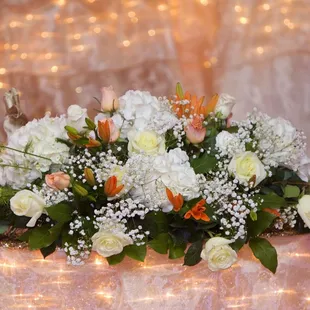 They blanketed the room with fresh flowers.