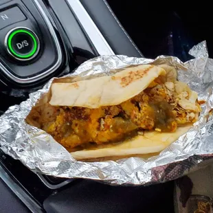 Chorizo and egg taco with green sauce