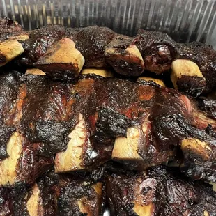 Beef ribs are cooked to customers specifications.  Order ahead of time for this special item.