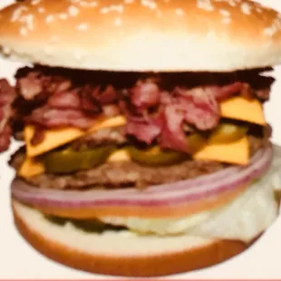 Double meat double cheese with pastrami &amp; jalapeño burger