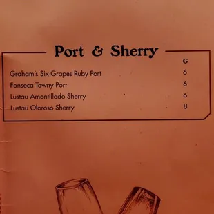 Wine list