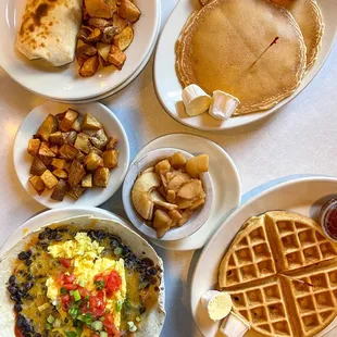 Pecan Waffle Cinnamon Apples Home Fries Huevos Rancheros