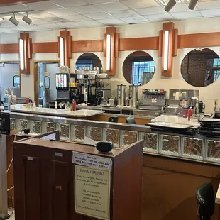 Counter with coffee and juices machines