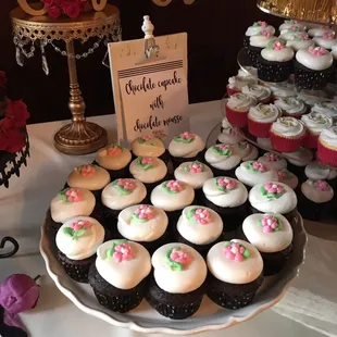 a display of cupcakes