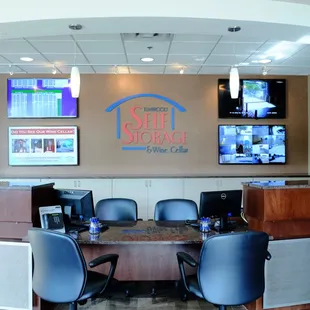 Elmwood Self Storage and Wine Cellar office. Stop in for a cup of coffee or bottle of water.