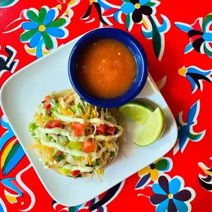 Puffy taco and house made Smokey peach salsa