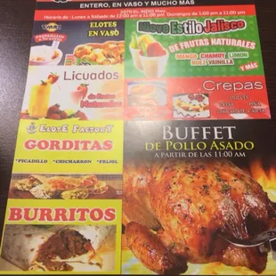 a menu for a mexican restaurant