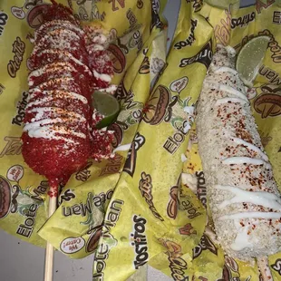 Hot Cheetos Elote and Mexican Elote