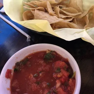 Complimentary chips and salsa