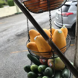 We have fresh fruit in this elotes stand