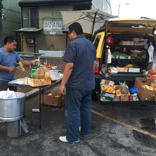 This is straight up Mexican street food with all sorts of goodies in his suv