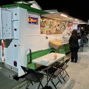 a food truck at night