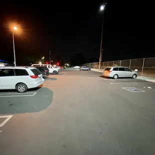 a parking lot at night