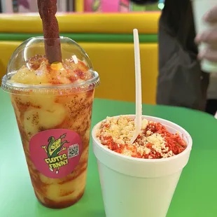 Elotes and a mango smoothie