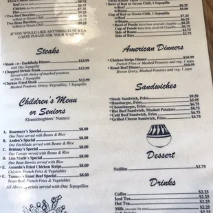 menu