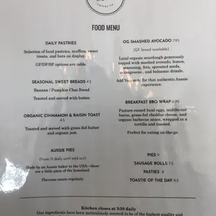 Food menu