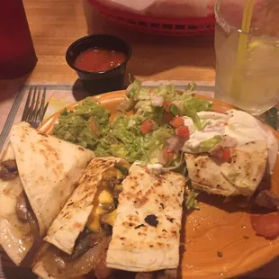 Quesadilla Grande steak with two cheeses, peppers, tomatoes, onions &amp; mushrooms delicious