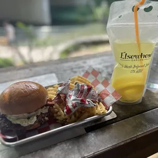Blue Cheese Burger and boozy lemonade