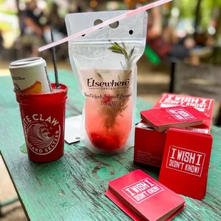 Herb infused lemonade and mango margarita. Plus bar game