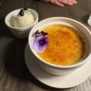 Crème brûlée with French vanilla gelato