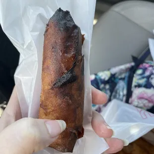 Dessert egg roll was burnt. I tried to break the burnt off to taste the fruit filling and the only flavor I got was burnt waffle.