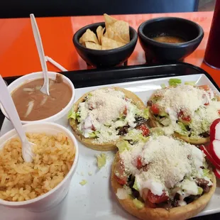 Carne asada sopes combo $14.50