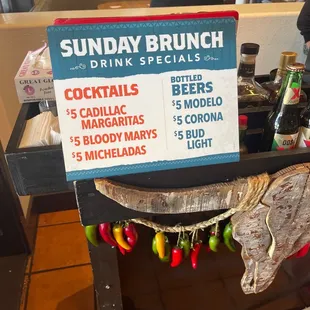 a sign for a sunday brunch