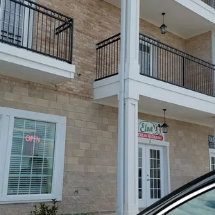 Outside of the restaurant in the office/business park.