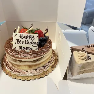 tiramisu whole cake, slice of the chocolate dream cake, slice of coffee cake