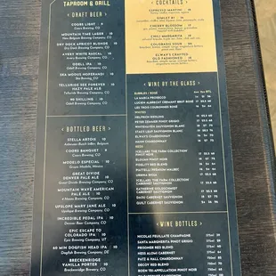 Drink menu