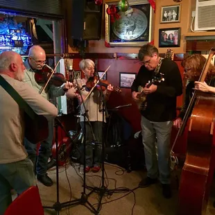 a group of people playing music