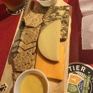 Cheese board-Vermont Sharp Cheddar, Smoked Gouda, and Irish Porter cheeses