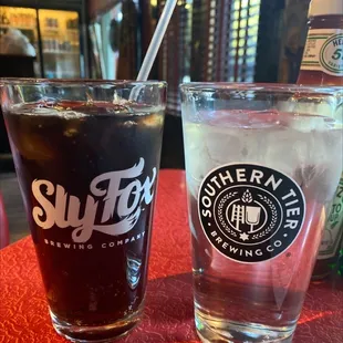 two beverages on a table