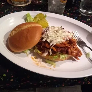 Delicious pulled pork sandwich for$7.99