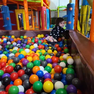 Ball pit! My 18mo was just tall enough but needed help getting out lol