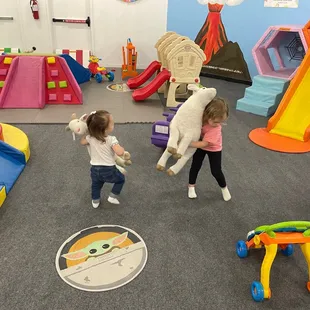 Only part of their pretend play setups and slides