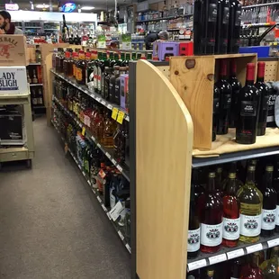 shelves of wine in a store
