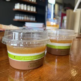 two cups of coffee on a table