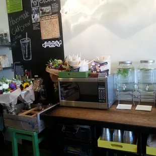 Ely's is more of a take out place, but there is a microwave just in case you want your vegan grilled cheese hot.