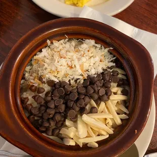 a bowl of beans and rice