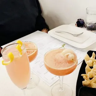 Pearis by Night (lemon topping) + Lychee Hibiscus Clementine Martini (lychee topping) + State Fair Cheese Wontons