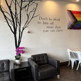 Part of seating area by the front door